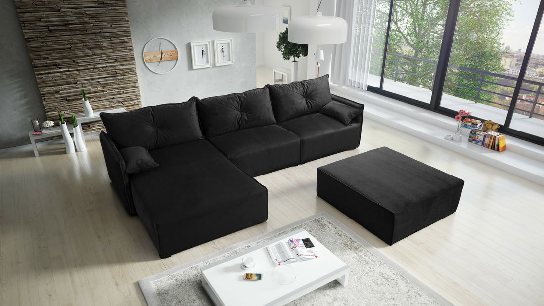 Rohová sedačka Leonaro 2 (černá) (L)