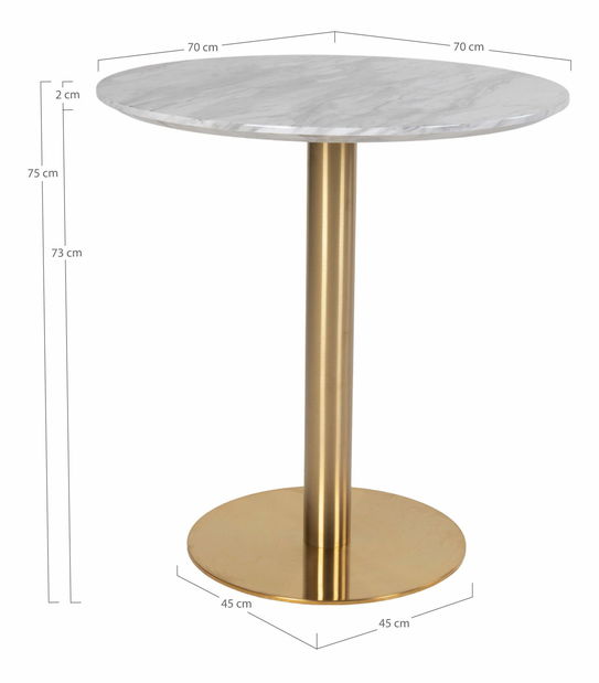 Jídelní stůl Bvaria 3 (bílá + mosazná)