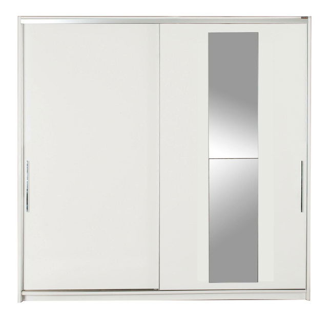 Šatní skříň s posuvnými dveřmi Seworella 6 (se zrcadlem) (bílá)