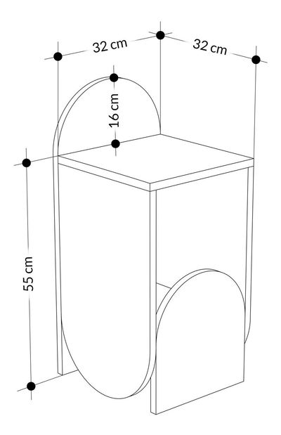 Noční stolek Kevepa (bílá + světlá mocha)