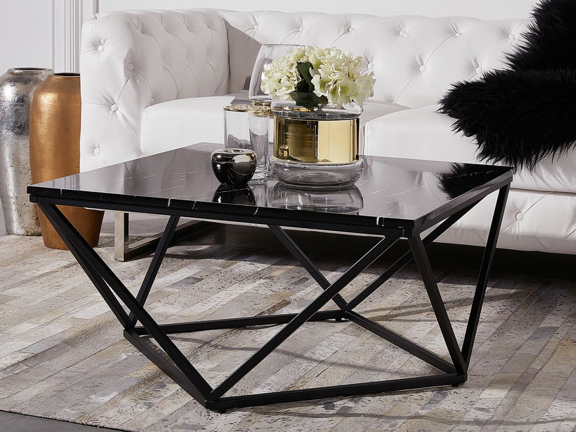 Konferenční stolek Magna (černá) (mramorový efekt)