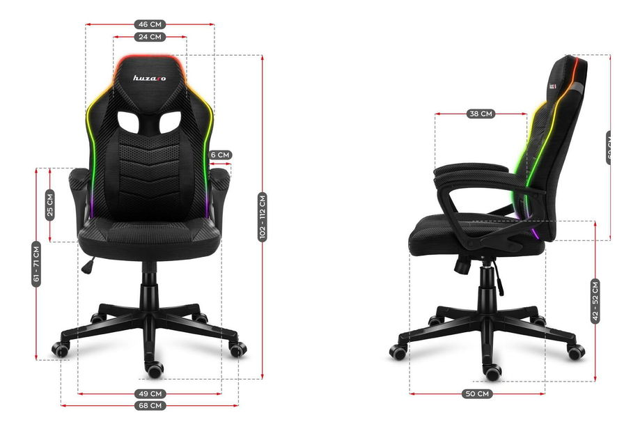 Herní křeslo Fusion 2.5 (černá + vícebarevná) (s LED osvětlením)