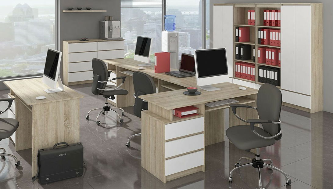 Policová skříň Renzo (dub sonoma + bílá)