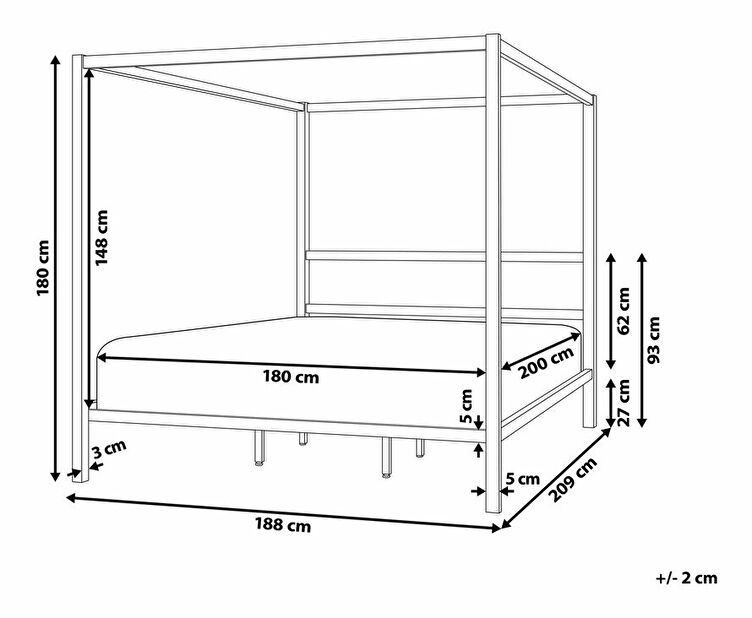 Manželská postel 180 cm Lesta (bílá)