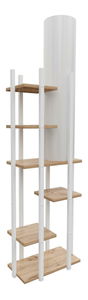 Stojanová lampa s policemi Vultarella 1 (bílá + přírodní)