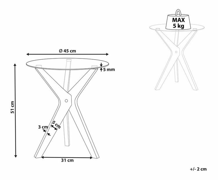 Příruční stolek Varda (průhledná)