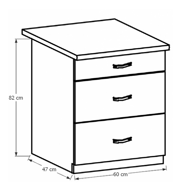 Dolní kuchyňská skříňka D60S3 Provense (bílá + sosna andersen) *výprodej