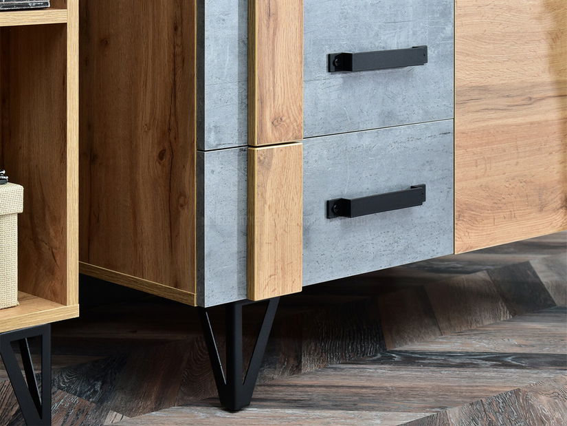 Obývací stěna Suspendera SH01 (dub + černá)