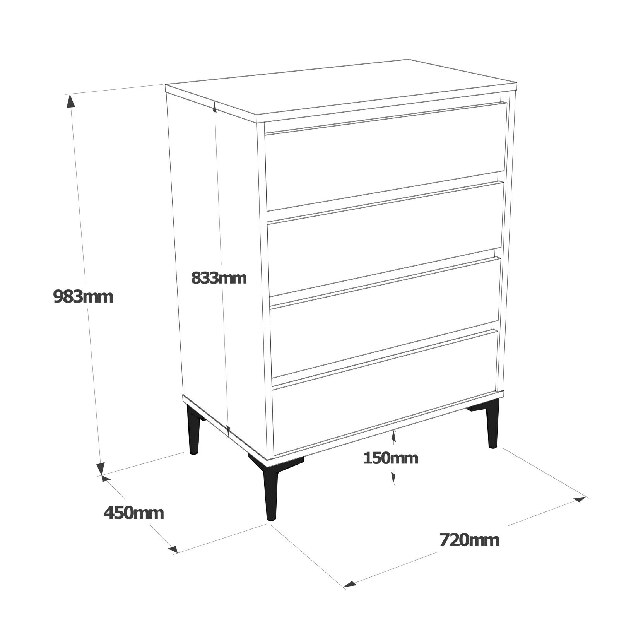 Komoda Ariel 7 (Přírodní + Antracit)