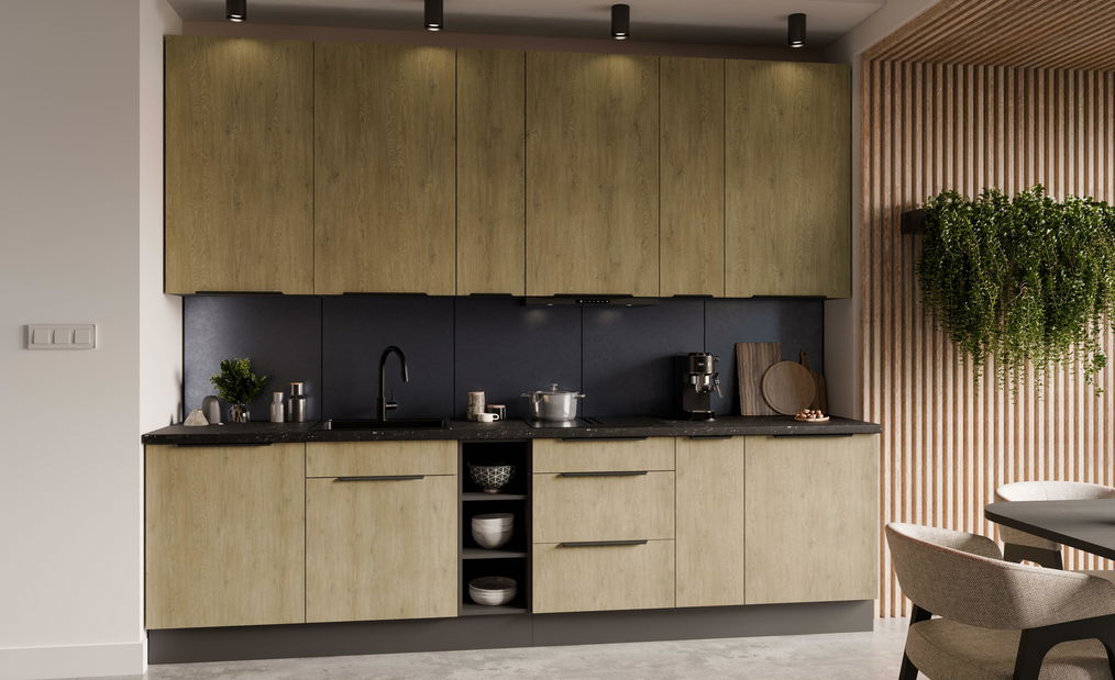 Kuchyně 300 cm Carminia 4 (dub cremona + antracit)