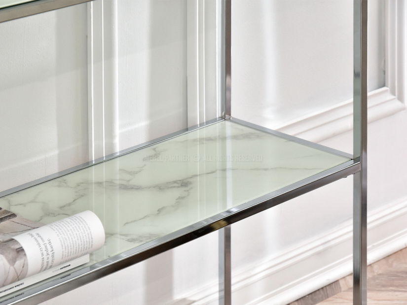 Konzolový stolek Bella Kons Bis (bílý mramor + chromová)