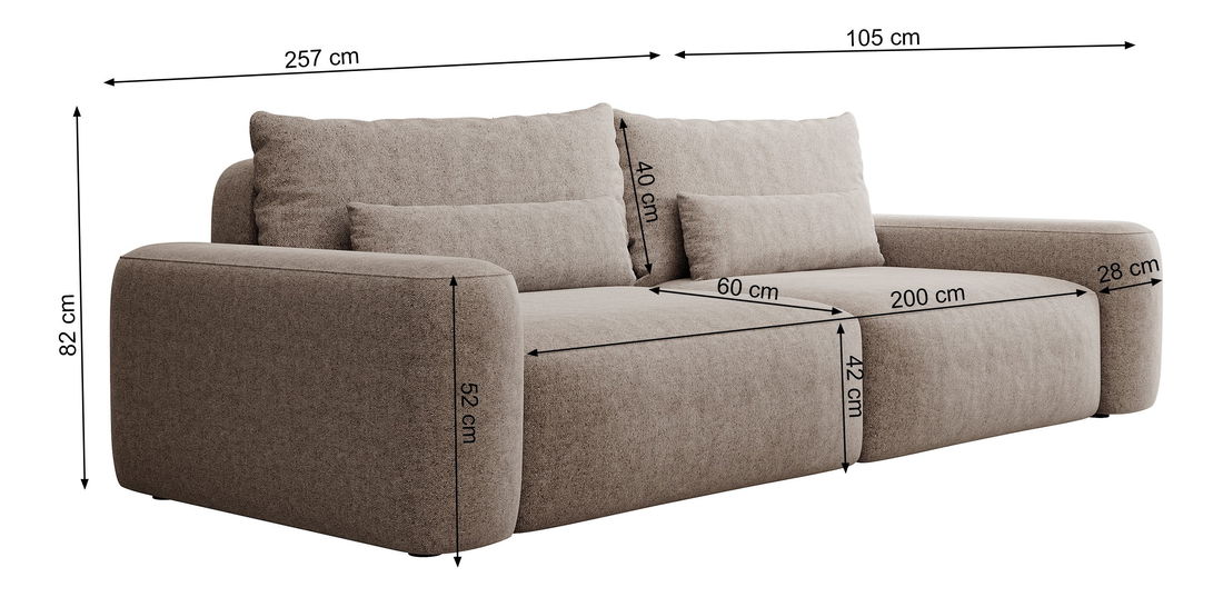 Pohovka trojsedačka Carlito 3 (černá)