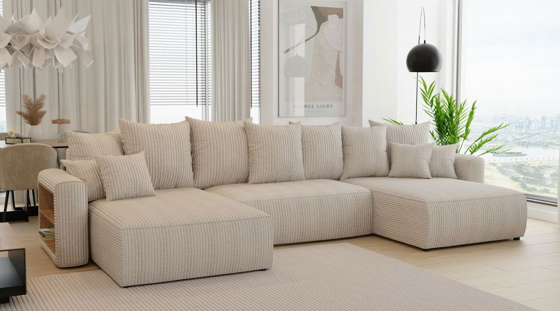 Rohová sedačka Napolia U (mléčná) (P)