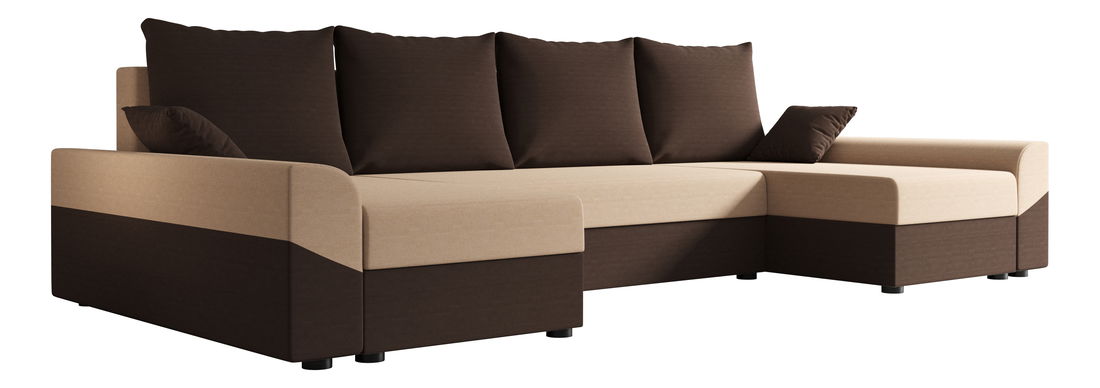 Rohová sedací souprava U Dusk U (tmavě hnědá + béžová)