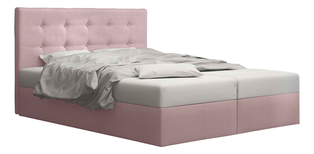 Manželská posteľ Boxspring 140 cm Duel 1 (ružová) (s matracom a úložným priestorom) *výprodej