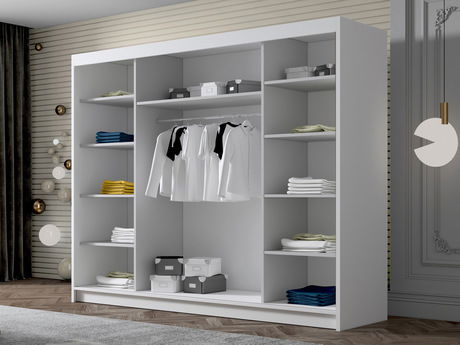 Šatní skříň s posuvnými dveřmi Fozzurt VII 250 (kašmír + zlatá)