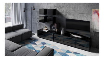 Obývací stěna Calabria C18 (černá) (bez osvětlení)