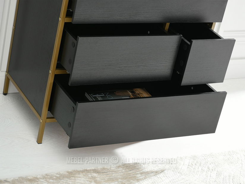 Komoda Soren Kom (černé dřevo + zlatá)