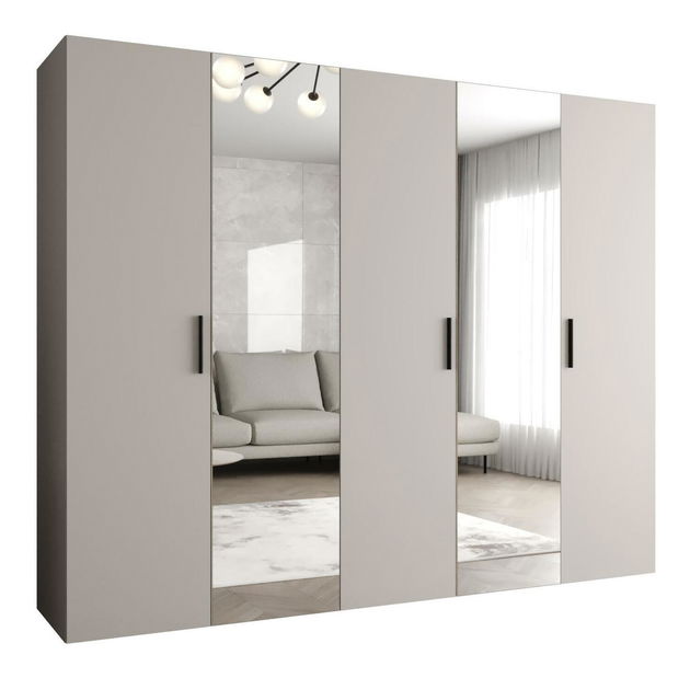 Šatní skříň 250 cm Borry 2 (kašmír + černá)