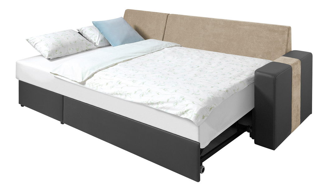 Rohová sedací souprava Niegan (bílá + béžová)