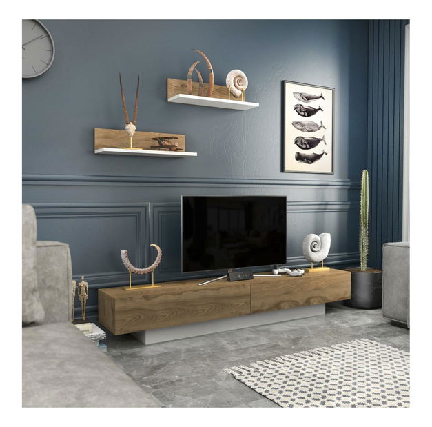 Obývací stěna Lusalona (bílá + dub)