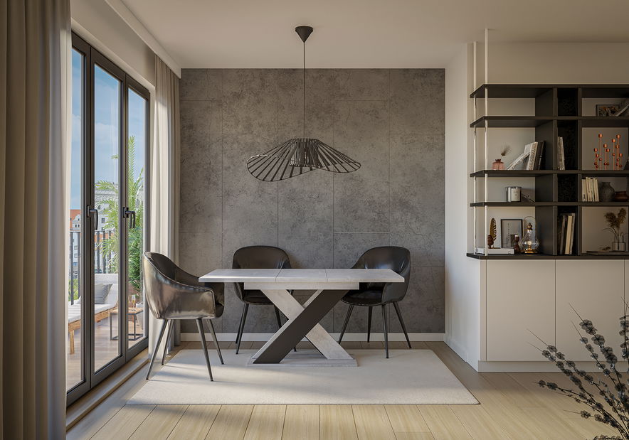 Jídelní stůl Xalin (světle šedá + černá) (pro 4 až 6 osob)