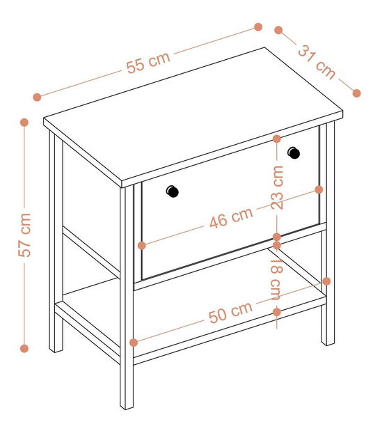 Příruční stolek Aliex 2 (bílá + černá)