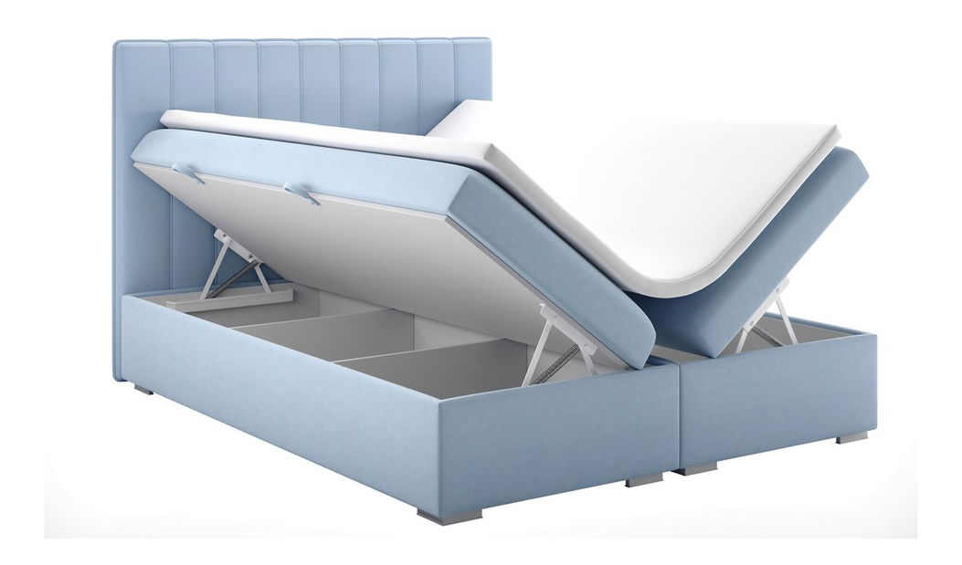 Boxspring postel 140 cm Ranaly (modrá) (s úložným prostorem)