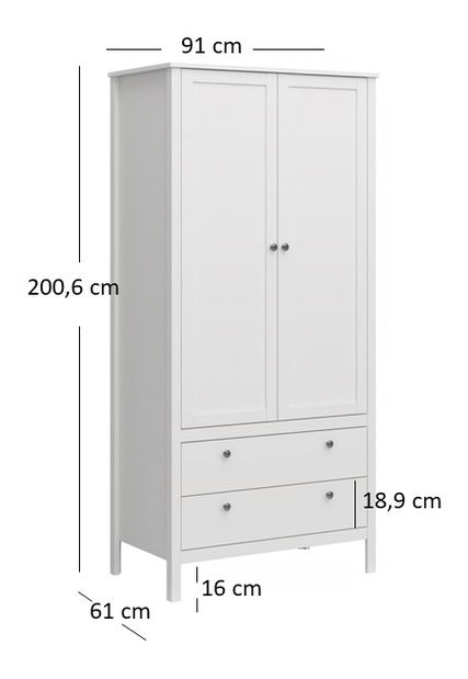 Šatní skříň Olna (bílá)