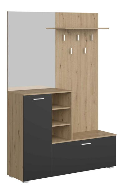 Předsíňová sestava Vetlandi (dub artisan + grafit) (se zrcadlem) *bazar