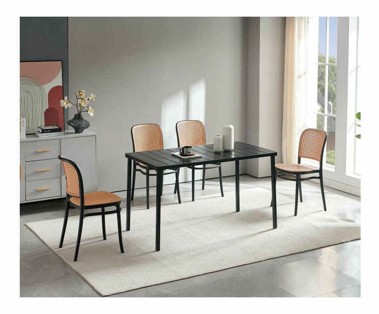 Zahradní stůl SALTAN (černá) (pro 4-6 osob)