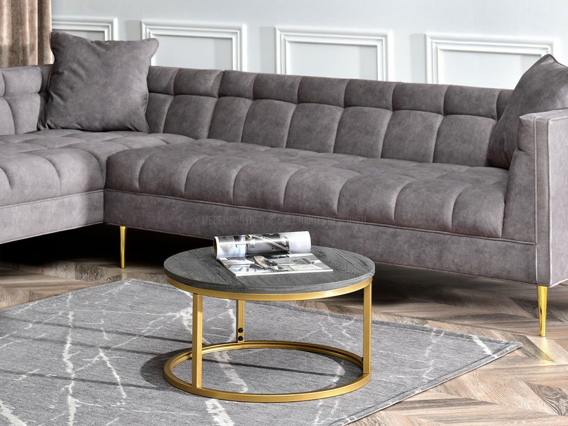 Konferenční stolek Kolja Stolek S (dub šedý + zlatá)