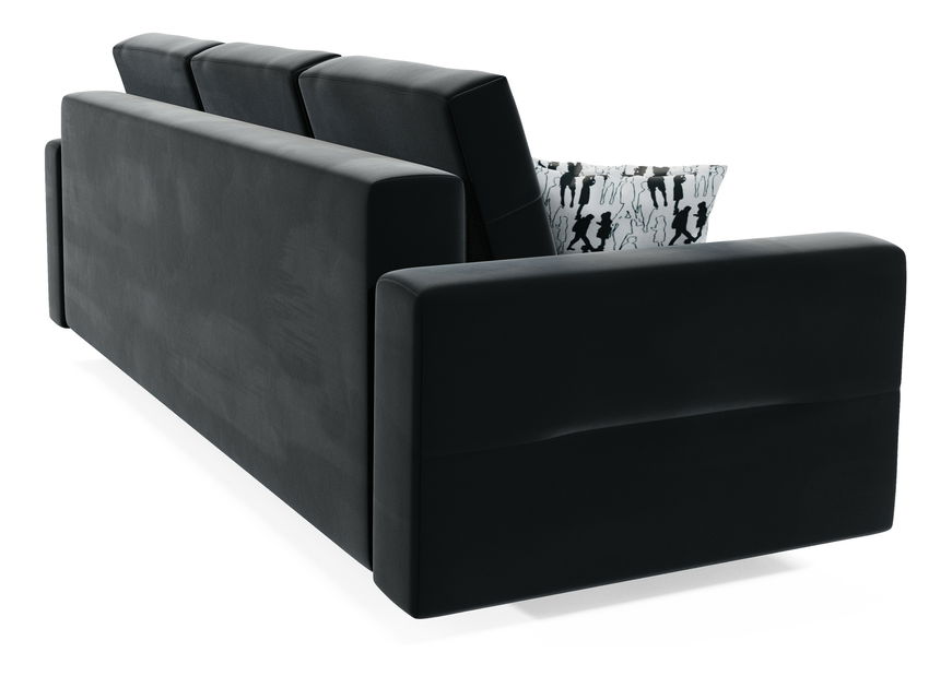 Rozkládací pohovka Bergenia (tmavě šedá + polštáře Postavy)