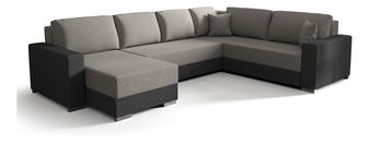 Rohová sedačka ve tvaru U- Pearle 3 (šedá + černá) (P)