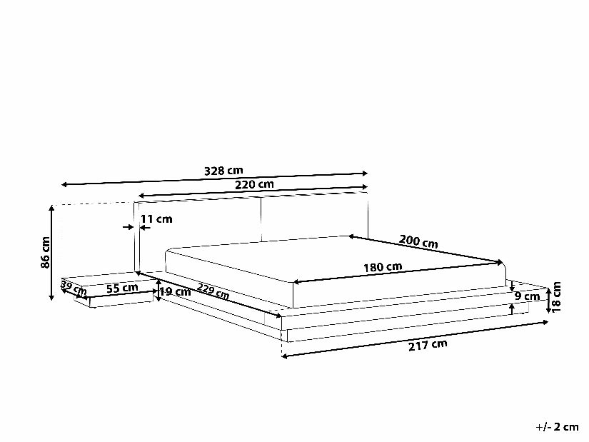 Manželská postel 180 cm ZEPHYRE (s roštem) (bílá)