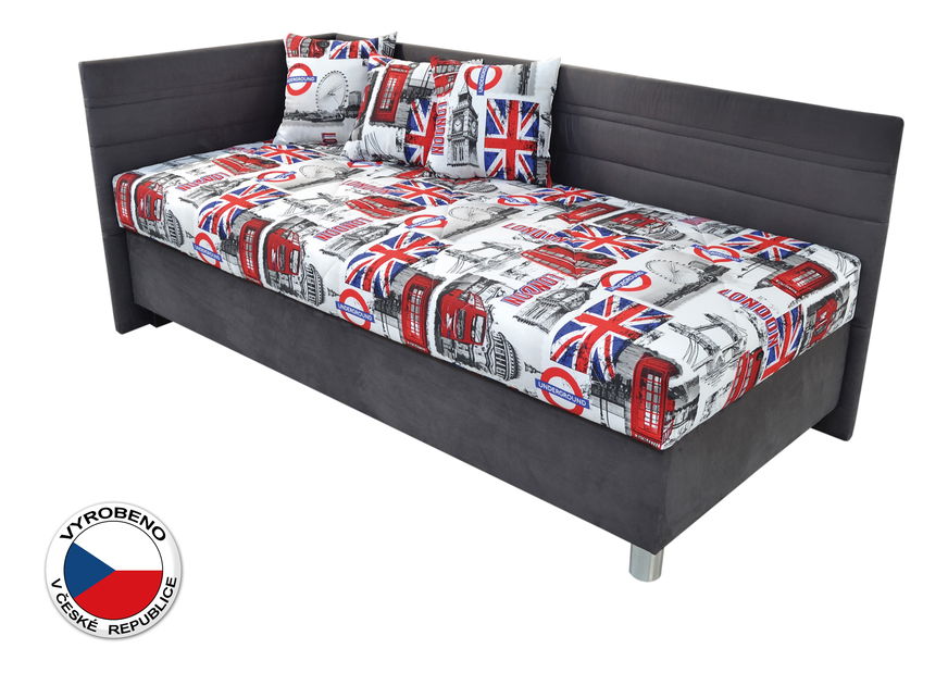 Jednolůžková postel 120 cm Blanář Polly (bílá + šedá) (s roštem a matrací) (L)