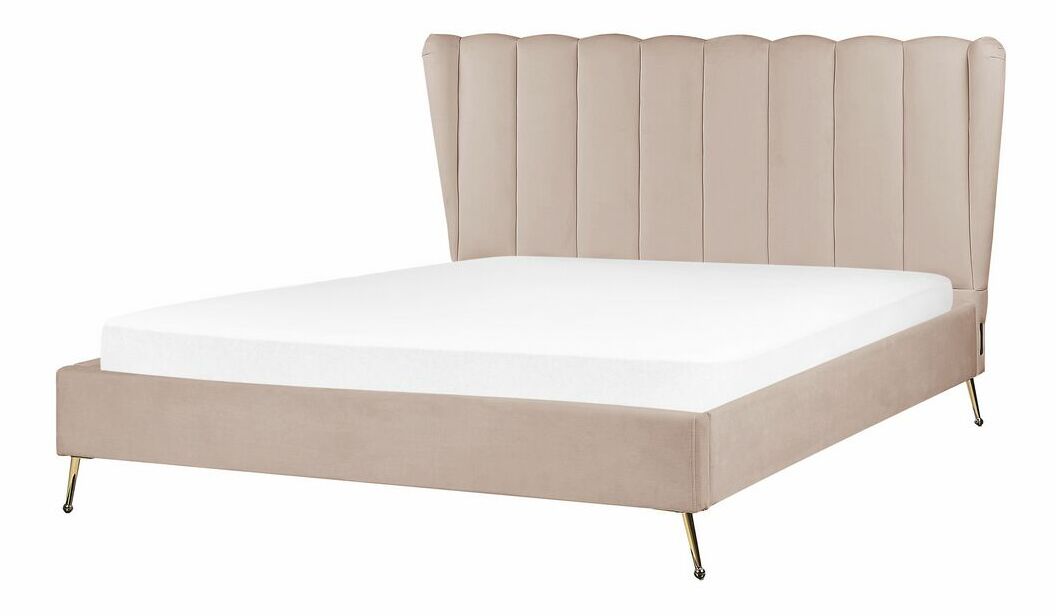 Manželská postel 160 cm Mirabell (sivobéžová) (s roštem) (s USB portem)