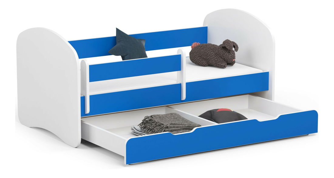 Dětská postel Pranshi (modrá) (s matrací)