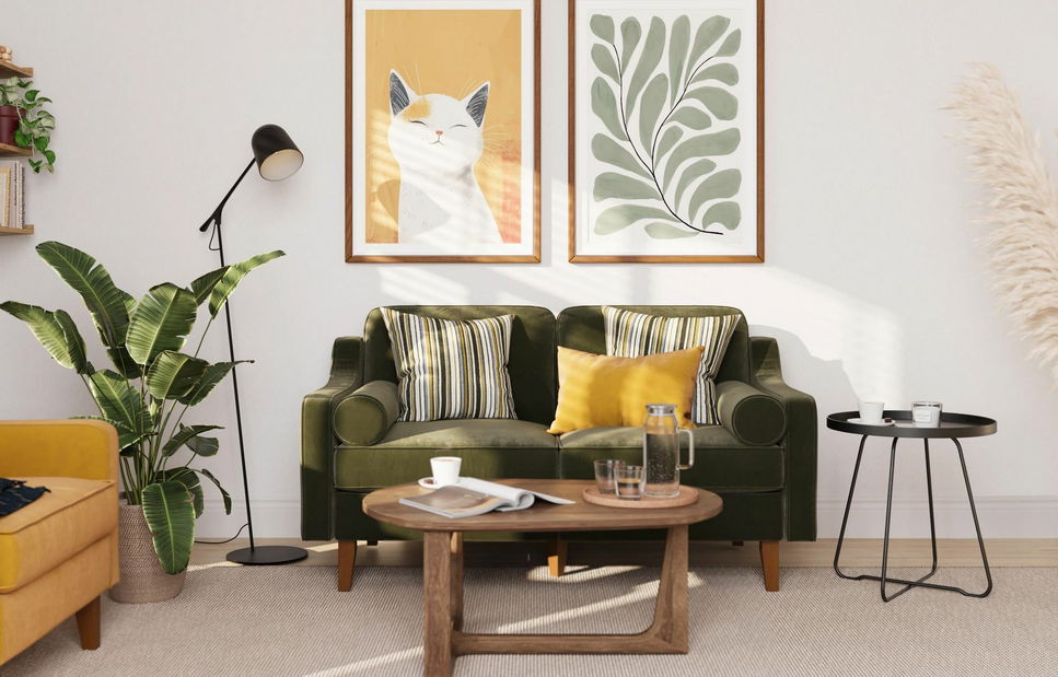 Pohovka dvousedačka Dělají 2 (tmavě šedá + ořech)