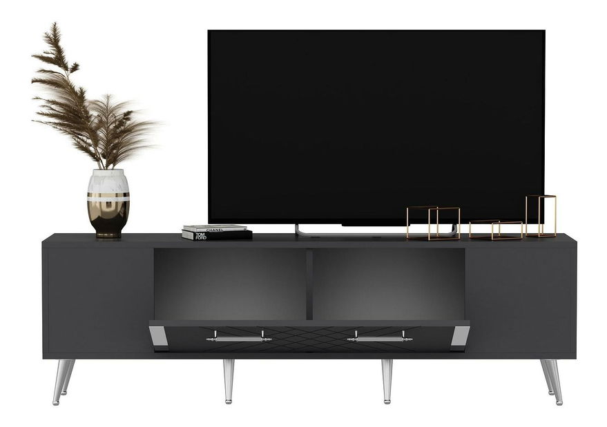TV stolek/skříňka Tunini (antracit + stříbrná)