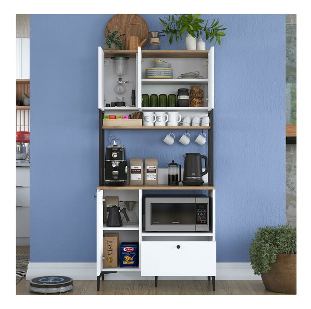 Policová skříň Jenaretta 159 (bílá + ořech)