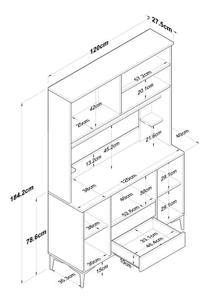 Policová skříň Jenaretta 168 (bílá + ořech)