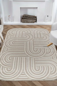 Koberec 160 x 230 cm Amora (béžová + bílá)