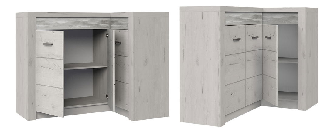 Rohová komoda Nadenas N15 K (jasan tmavý) (osvětlení LED teplé bílé)