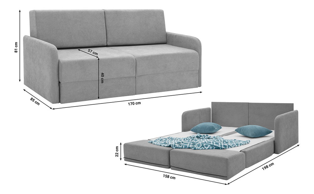 Rozkládací pohovka Borta (šedá)