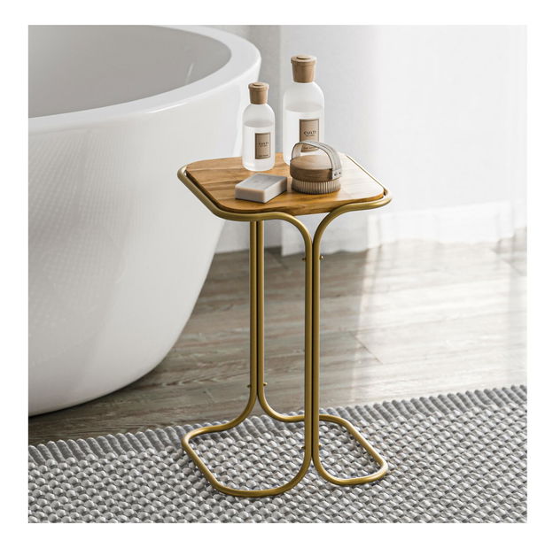 Příruční stolek Stevie C (zlatá + přírodní)