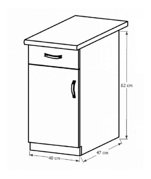 Dolní kuchyňská skříňka D40S1L Sillina (ořech milano)