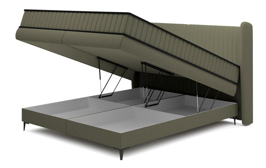 Manželská kontinentální postel cm Dalmo (s roštem) (s úl. prostorem) (zelená + černá)