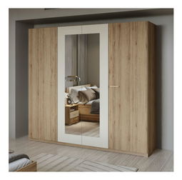 Šatní skříň Verdeene L (divoký dub + béžová)