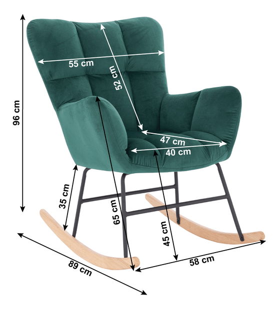 Designové houpací křeslo Kerem (smaragdová)